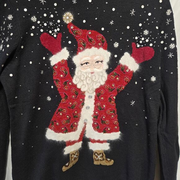 Vintage SUSAN BRISTOL Christmas Sweater Old World Santa Hand‎  Angora Blend XL - Picture 7 of 7